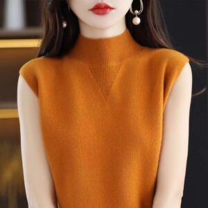 Half Turtleneck Knitted Bottoming Shirt Sleeveless Inner Match