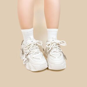 Female Minimalist Casual White Thick Soled Dad Shoes
