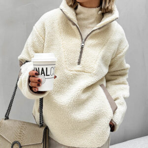 Plush Loose Lapel Pullover Sweater