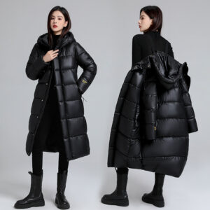 Women's Long Hooded Self-heating Graphene Cotton-padded Jacket