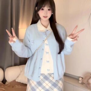 Women's Fake Two-piece Knitted Cardigan Sweater