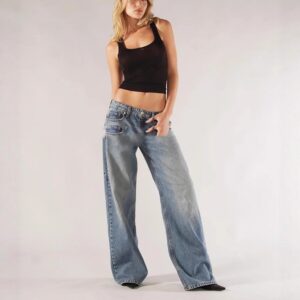 Loose Straight Wide Leg Mop Trousers