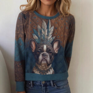 Christmas Digital Printing Sweater Casual Round Neck Long Sleeve