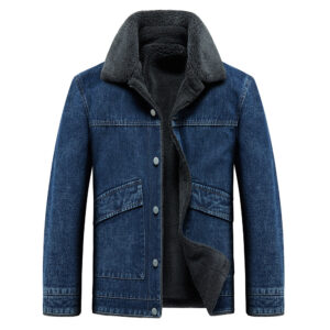 New Jacket Men's Fleece Padded Denim Thickened Cotton-padded Coat