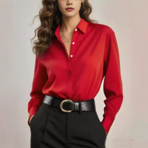 Women's Solid Color Loose Button Lapel Shirt