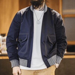 Bomber Jacket Men's Fashion All-matching Color Contrast Patchwork