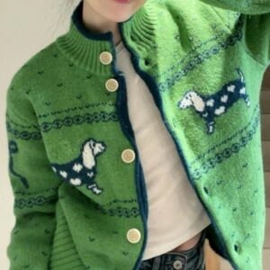 Retro Atmosphere Wear Korean Style Green Sweater