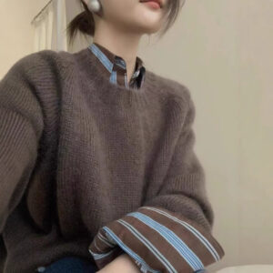 New Round Neck Knitted Pullover Sweater Women