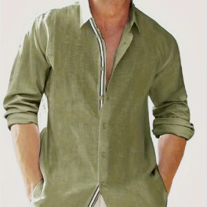 Loose Colored Lapel Long-sleeved Casual Men's Shirt For Teenagers