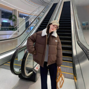 Loose And Warm Thickened Lamb Fur Collar Cotton-padded Clothes