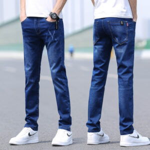 Spring And Summer Denim Trousers Men's Slim Straight Stretch