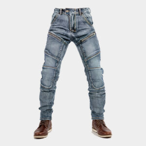 European And American Motorcycle Double Zipper Cycling Pants Four Seasons Slim Racing Anti-fall Jeans