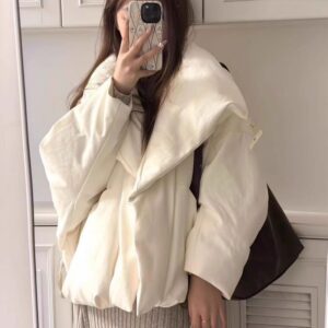 Large Lapel Cotton-padded Coat For Women