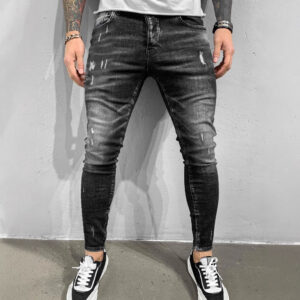 Ripped Trendy Slimming Gray Denim Skinny Pants