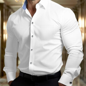 Lapel Men's Slim-fit Long-sleeved Shirt