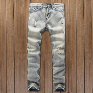 Ripped Jeans Men's Straight Slim Fit