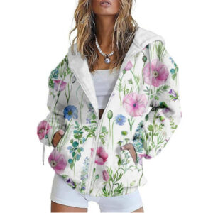 Women's 3D Printed Full-zip Cardigan Casual Sweatshirt