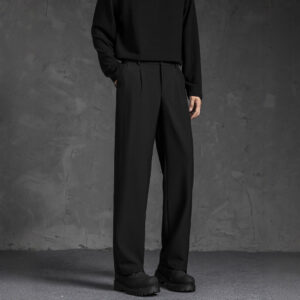 Black Loose Drooping Straight Casual Suit Pants