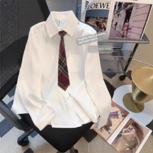 White Preppy Style Inner Anti-wrinkle Bottoming Shirt Student Top