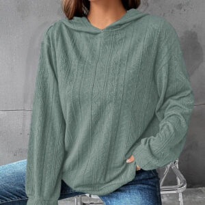 Women's Polyester Hooded Knitted Solid Color Hoodie