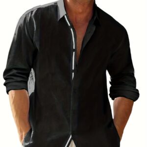 Loose Colored Lapel Long-sleeved Casual Men's Shirt For Teenagers