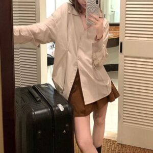 Sun Protection Shirt Dark Texture Control Waist Trimming Shirt Top