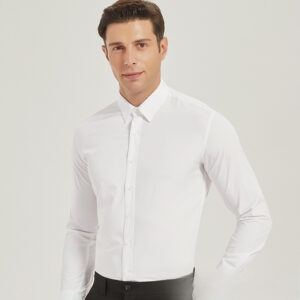 Men White Slim Fit Business Suit Elegant High-grade Shirt