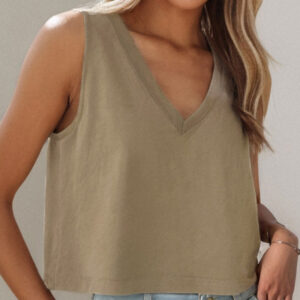 Women's Casual Loose-fitting Cropped Solid Color I-shaped Vest