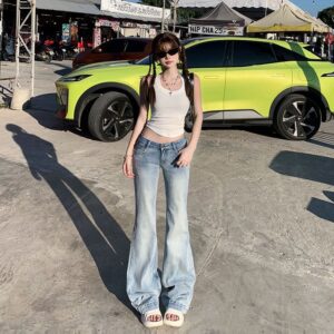 American Retro Low Waist Hot Girl Bell-bottom Pants Slim Fit Slimming Stretch All-matching Jeans