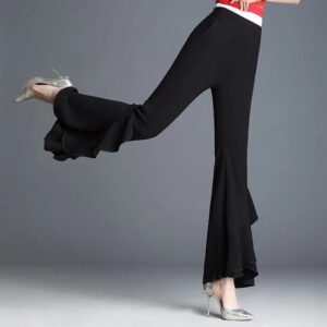 Spring And Summer New High Waist Black Bell-bottoms