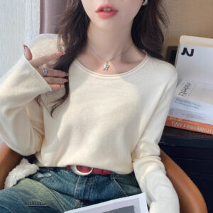 Round Neck Knitted Sweater For Women